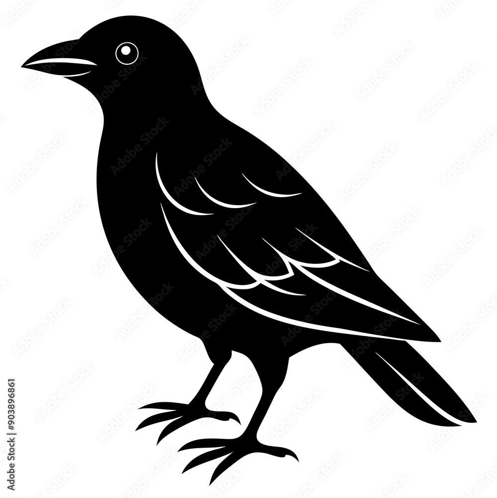 Fototapeta premium Bird black vector style silhouette illustration