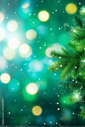 Bright Christmas Tree with Sparkling Snowflakes