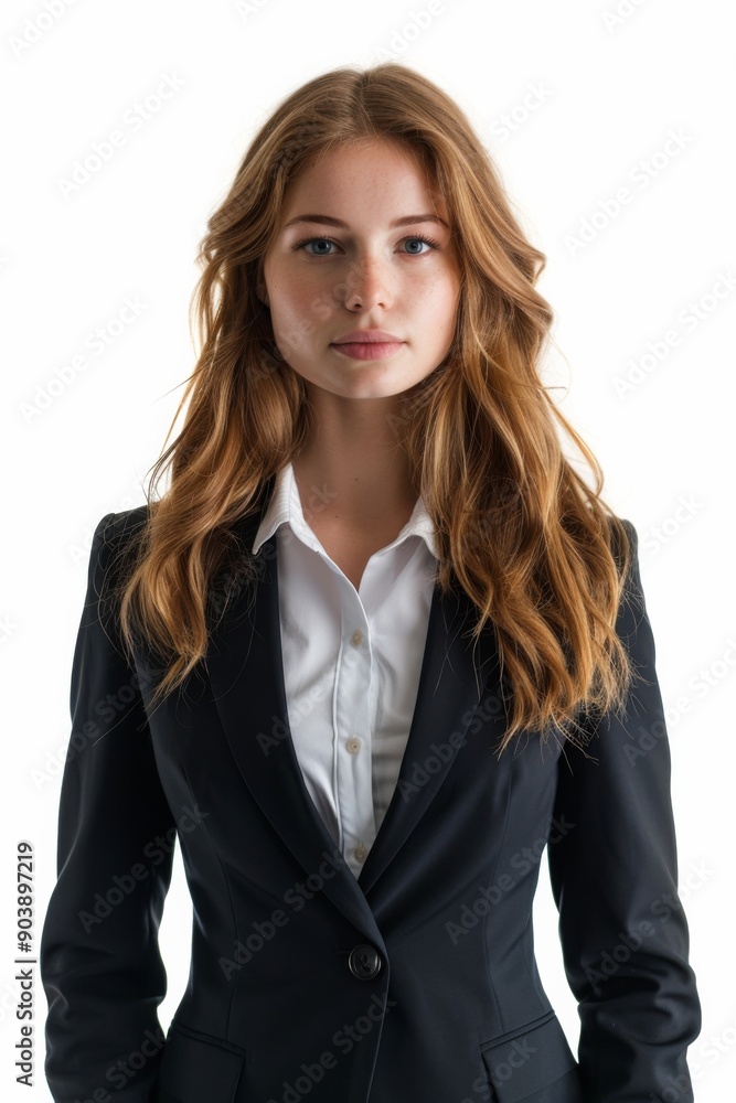 A businesswoman wearing formal suit isolated created with Generative AI A businesswoman wearing formal suit isolated created with Generative AI