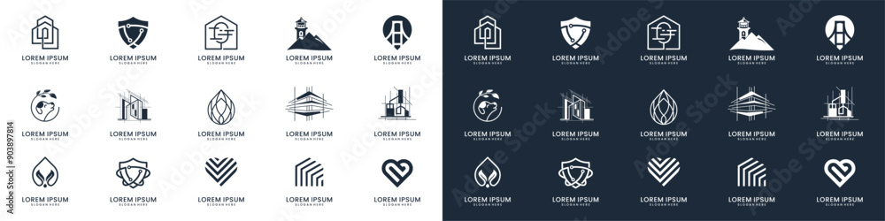 Fototapeta premium Abstract logos collection. Geometrical abstract logo design inspiration