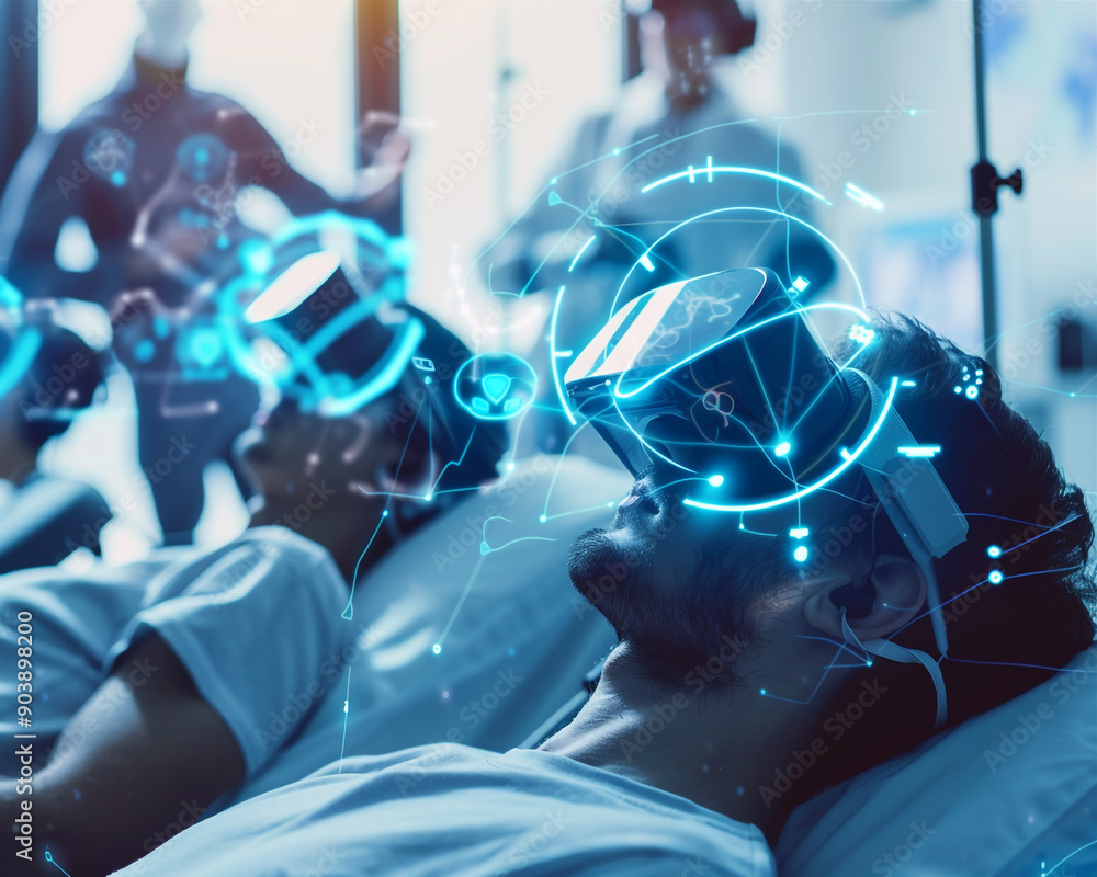 A receiving brain stimulation or for mood disorders and cognitive enhancement scientist working in laboratory A receiving brain stimulation or for mood disorders and cognitive enhancement scientist working in laboratory