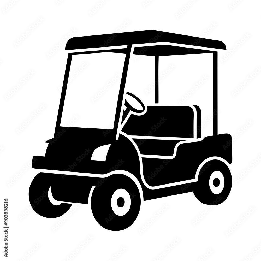 Golf cart front view icon silhouette vector art illustration Golf cart front view icon silhouette vector art illustration