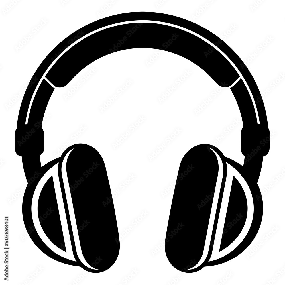 Headphones icon vector art silhouette illustration. Headphones icon vector art silhouette illustration.
