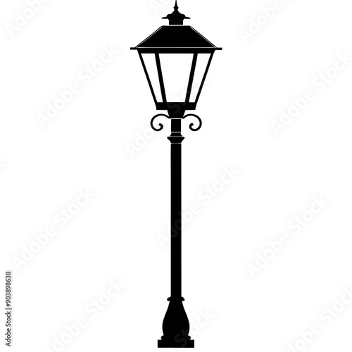 Lamp post light silhouette vector illustration.	
