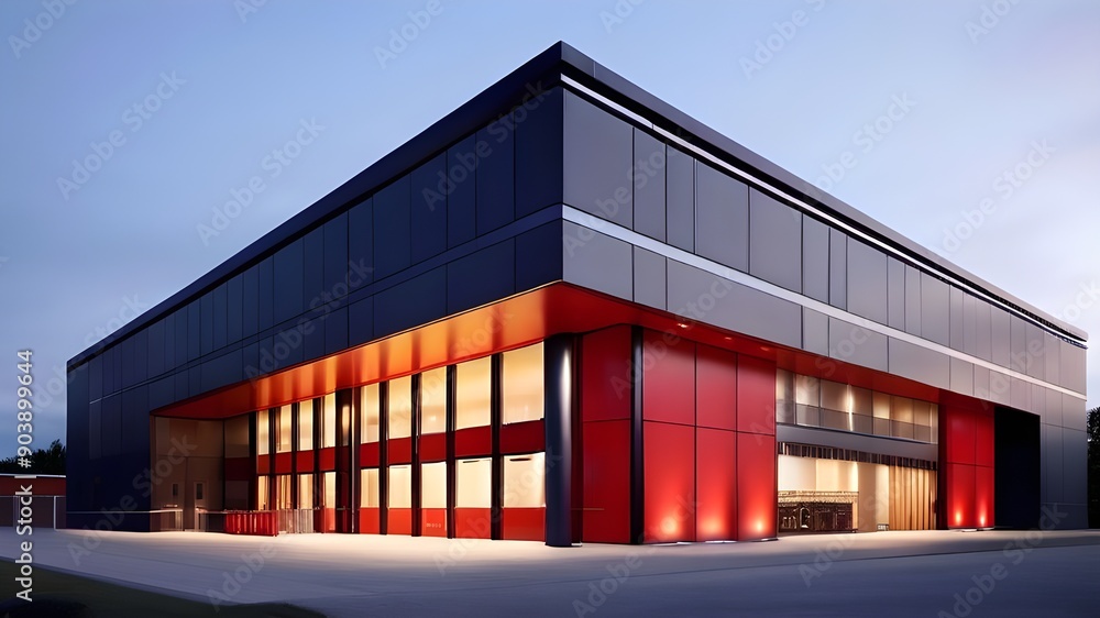 Obraz premium Red and white warehouse building