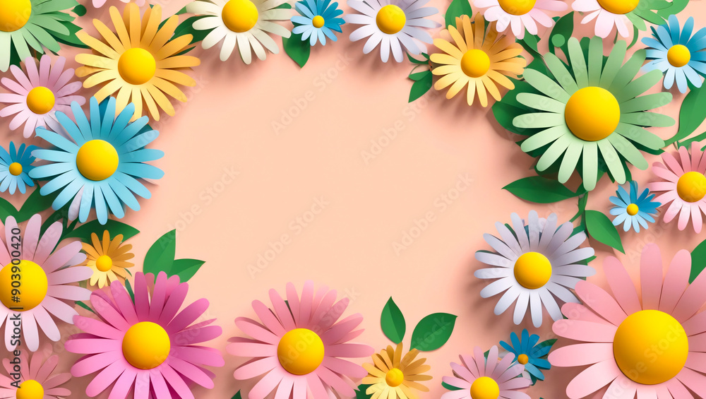 Flower background in papercut style with pastel color Flower background in papercut style with pastel color