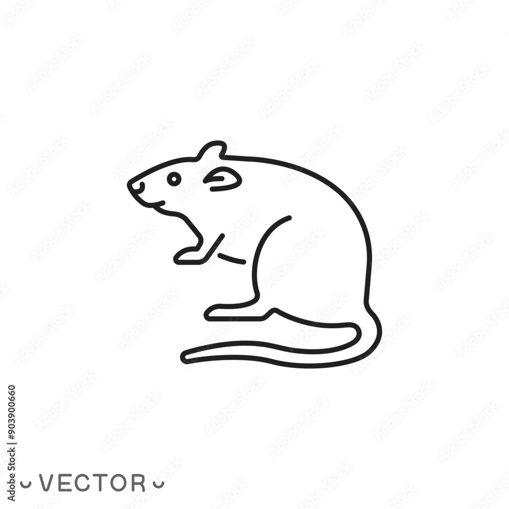 rat icon, mouse, mice thin line symbol isolated on white background, editable stroke eps 10 vector illustration rat icon, mouse, mice thin line symbol isolated on white background, editable stroke eps 10 vector illustration