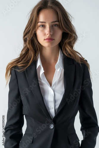 A businesswoman wearing formal suit isolated created with Generative AI