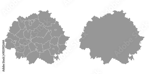 Ryazan Oblast map, administrative division of Russia. Vector illustration. photo