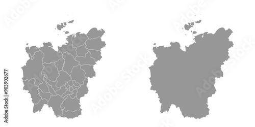 Sakha map, administrative division of Russia. Vector illustration.