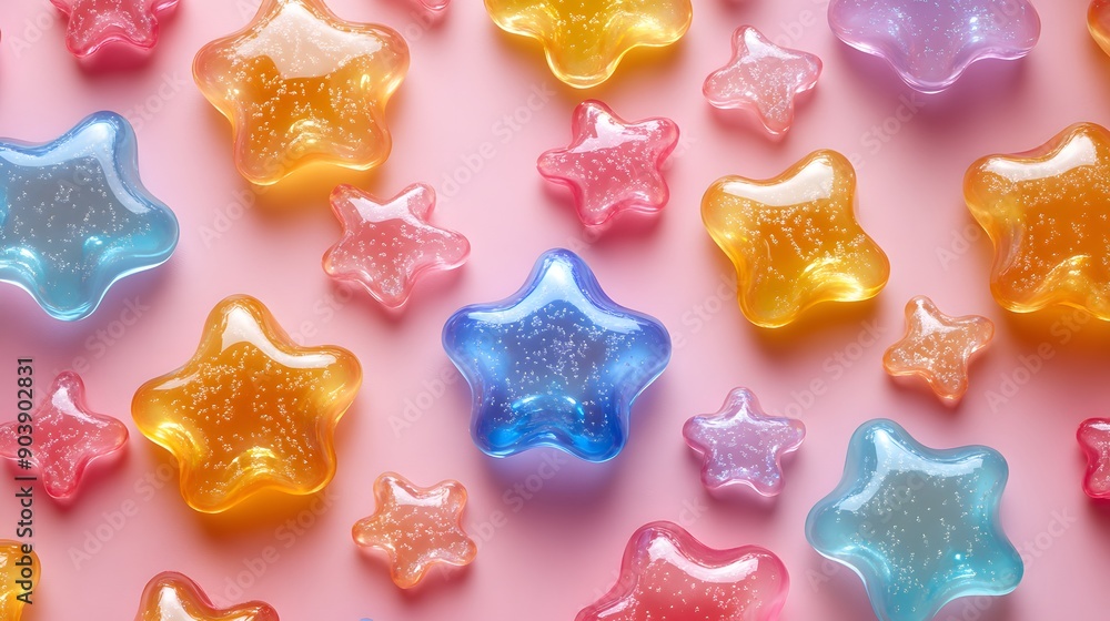 Sparkling Jelly Stars. Whimsical and colorful seamless pattern design Sparkling Jelly Stars. Whimsical and colorful seamless pattern design
