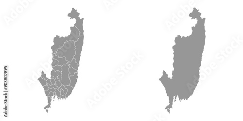 Primorsky Krai map, administrative division of Russia. Vector illustration.