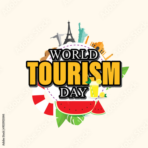 Vector illustration of World Tourism Day social media feed template