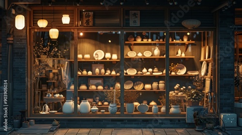 Artisanal Elegance Handcrafted Pottery in the Golden Hour Glow