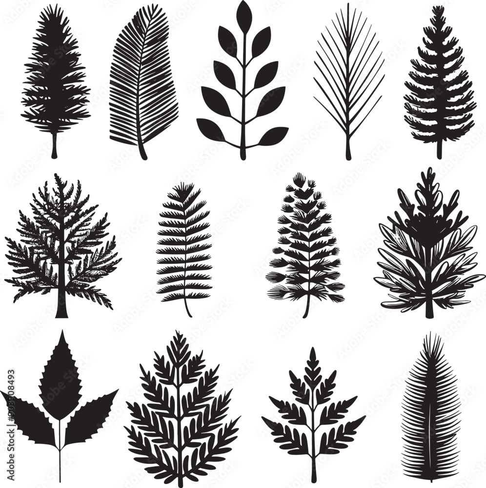 set of silhouettes of trees Pine tree vector silhouette tree vector set of silhouettes of trees Pine tree vector silhouette tree vector