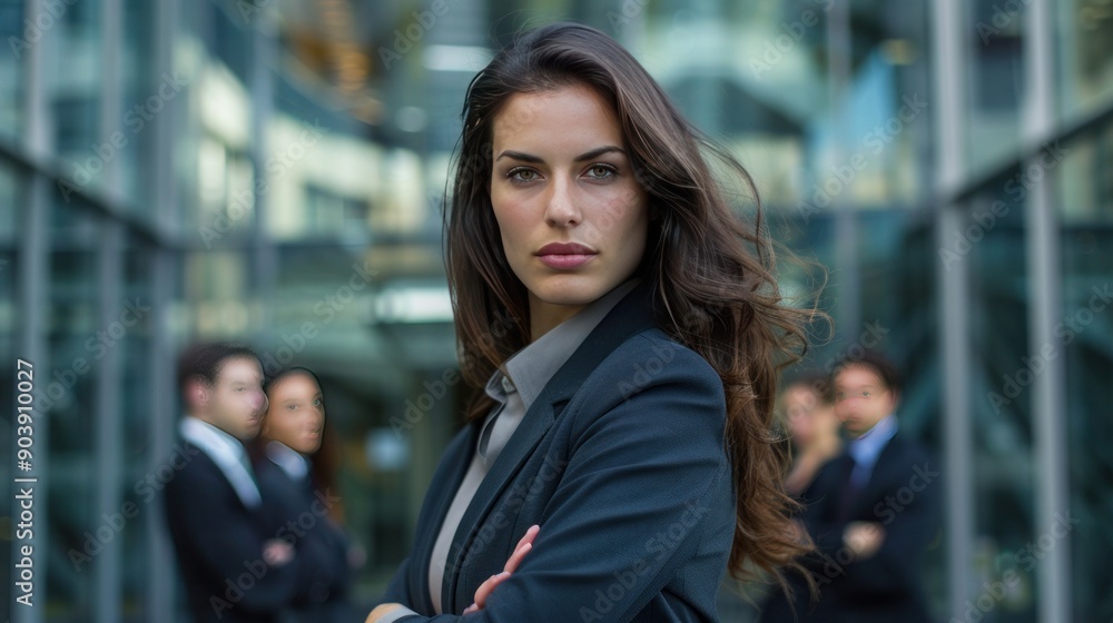 A Confident Businesswoman Standing In Front Of Her Professional Business Team A Confident Businesswoman Standing In Front Of Her Professional Business Team