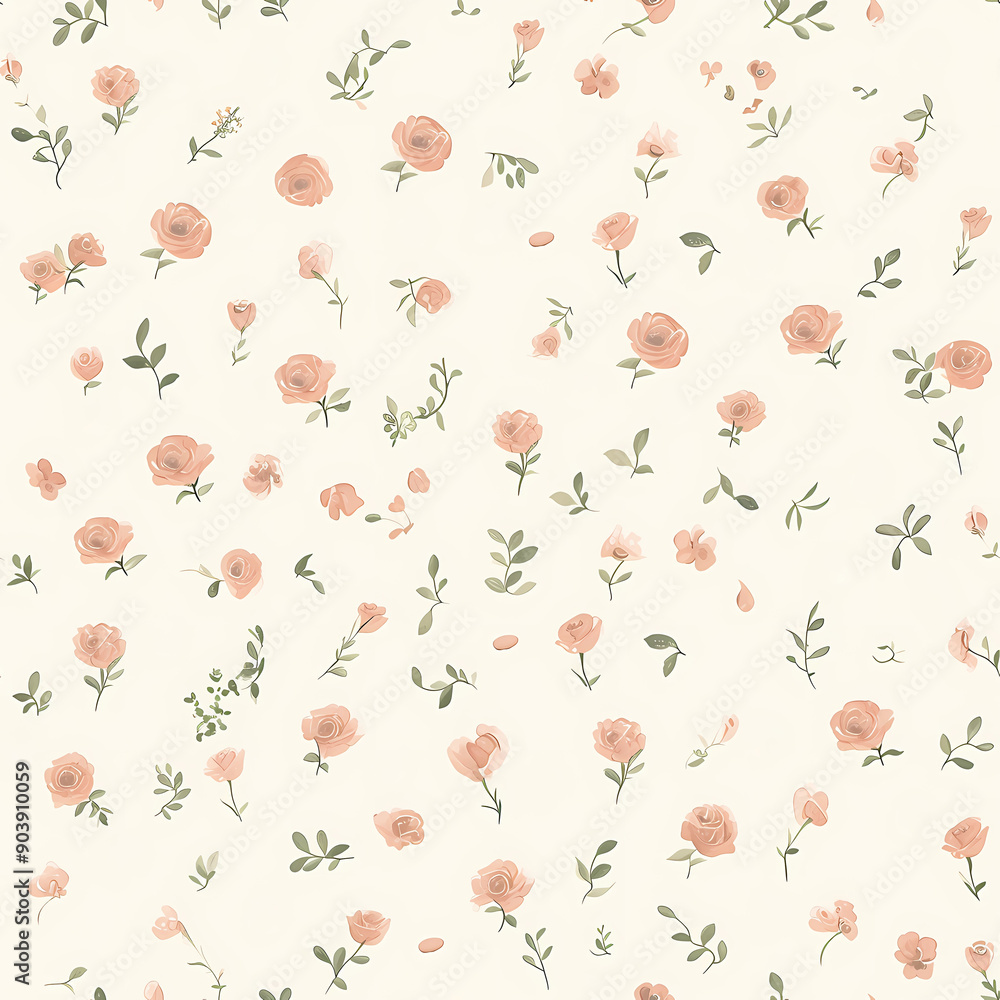 Fototapeta premium rose, floral print, Continuous in four directions 