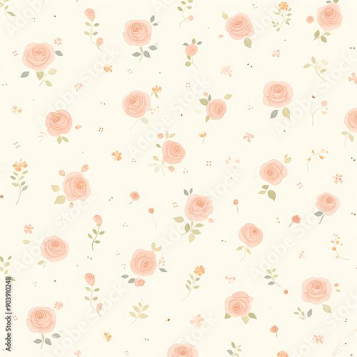 rose, floral print, Continuous in four directions	
