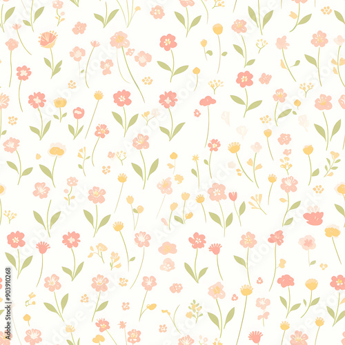 flower, floral print, Continuous in four directions