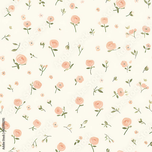 rose, floral print, Continuous in four directions	
