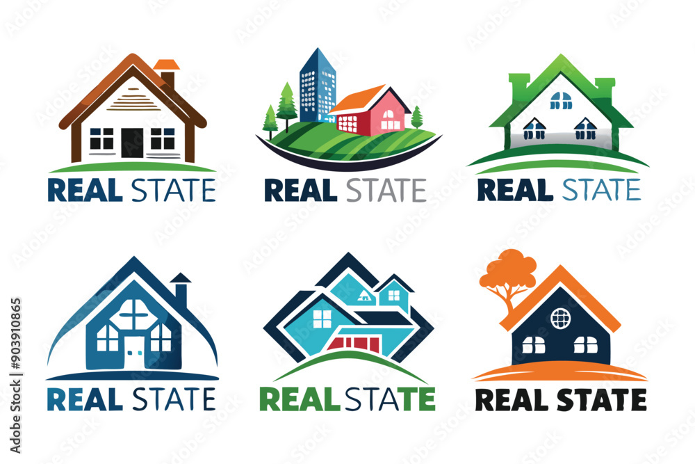 Set logo real state vector white background Set logo real state vector white background