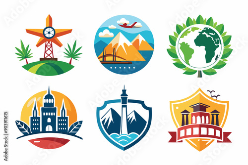 Set logo travel vector white background