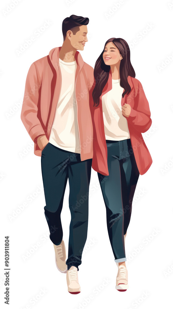 PNG Couple walking jacket togetherness. PNG Couple walking jacket togetherness.