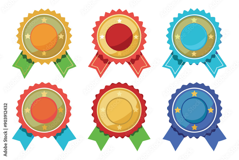 Set ribbon badge vector isolated on white background Set ribbon badge vector isolated on white background