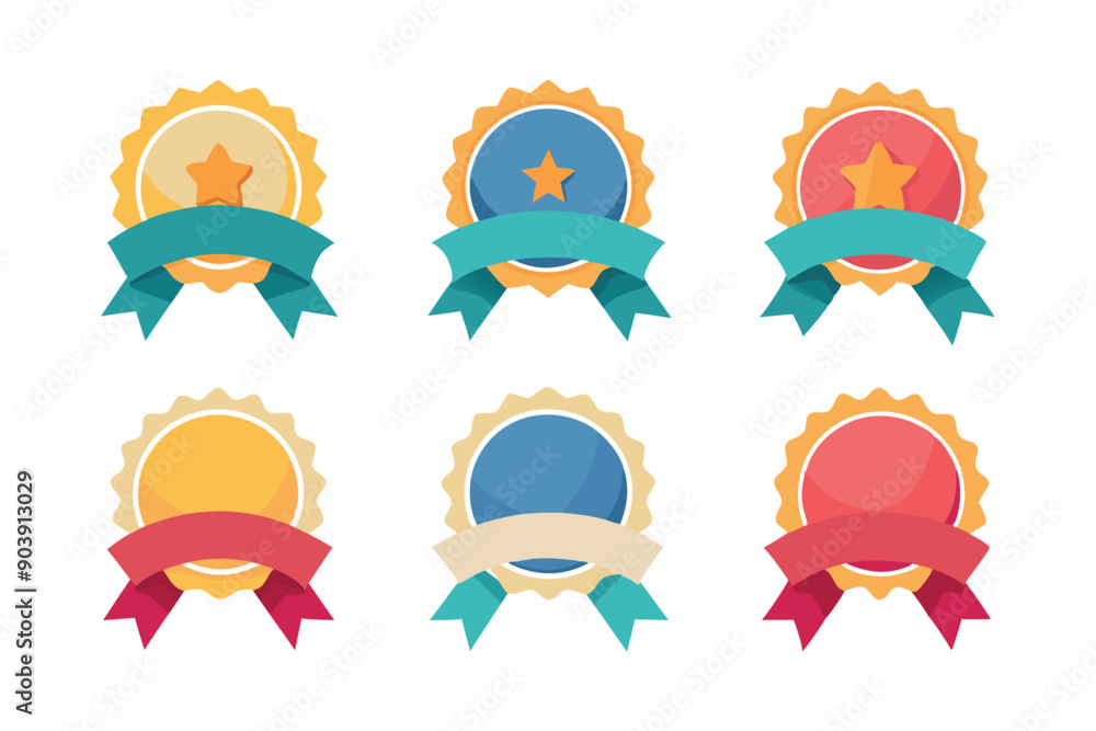 Set ribbon badge vector on white background white ribbon badge set perfect for social media promotion rewards labels and badges vector illustration in flat design Set ribbon badge vector on white background white ribbon badge set perfect for social media promotion rewards labels and badges vector illustration in flat design