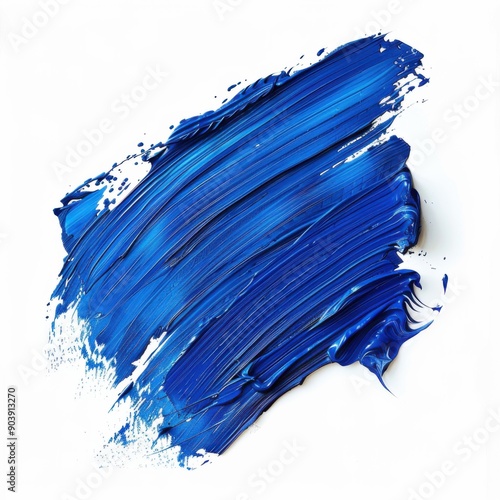 Blue Brush. Abstract Acrylic Artwork Background with Bright Blue Colors