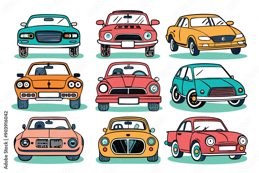 Different set of hand drawn car icons fancy s Different set of hand drawn car icons fancy s