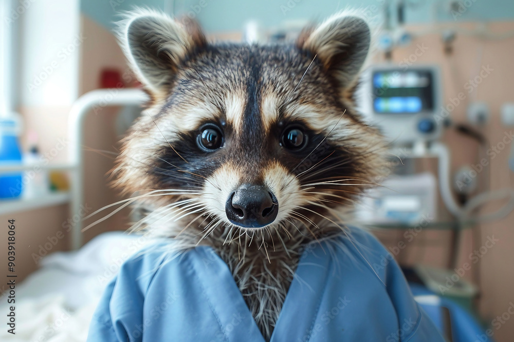AI generated picture of funny raccoon working as pharmacist AI generated picture of funny raccoon working as pharmacist