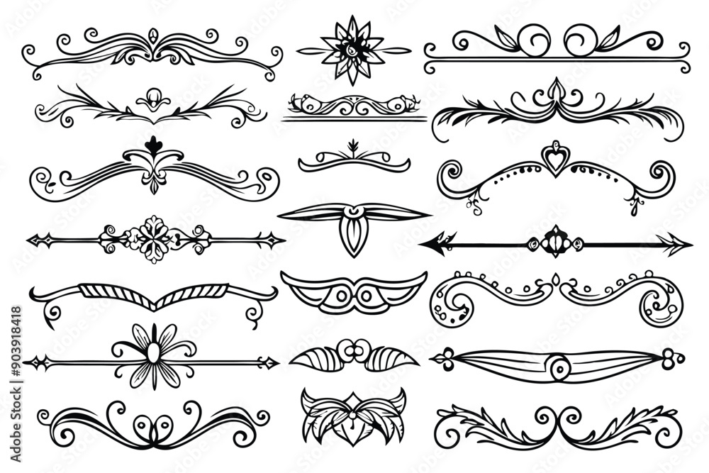 This hand-drawn divider set includes a variety of diverse styles to separate sections of text or imagery. This hand-drawn divider set includes a variety of diverse styles to separate sections of text or imagery.