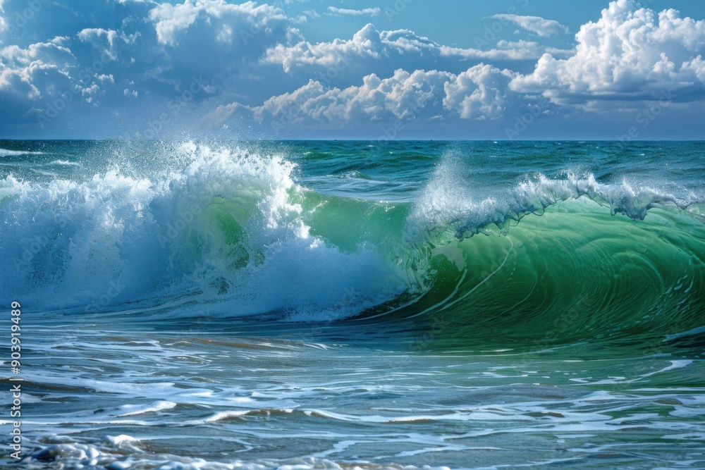 Blue Green Wave. Massive Wave in the Ocean Amidst the Stormy Sea Blue Green Wave. Massive Wave in the Ocean Amidst the Stormy Sea
