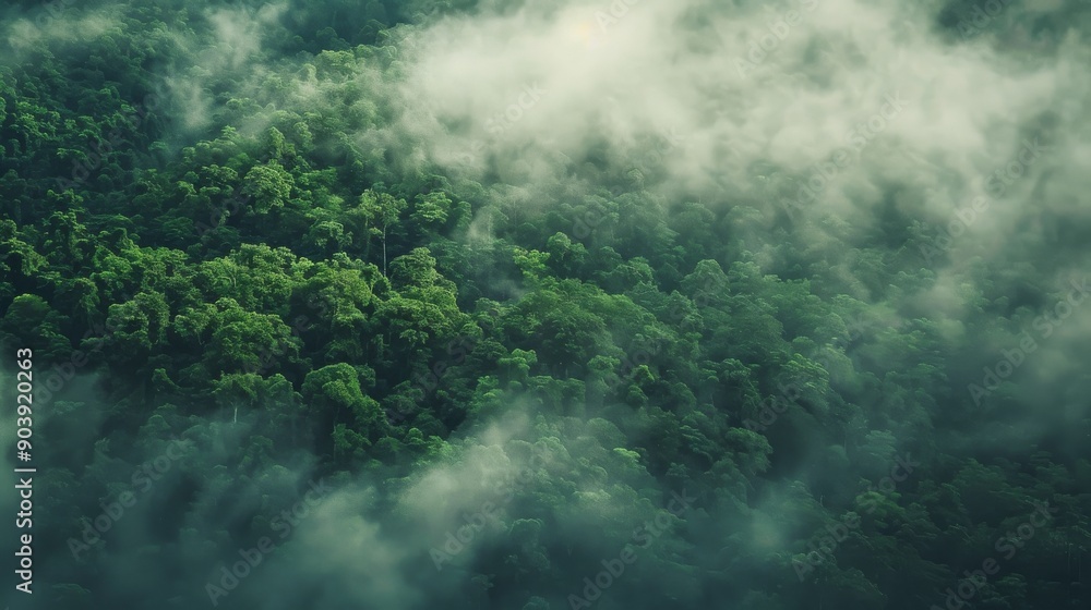 A forest with fog rolling in A forest with fog rolling in
