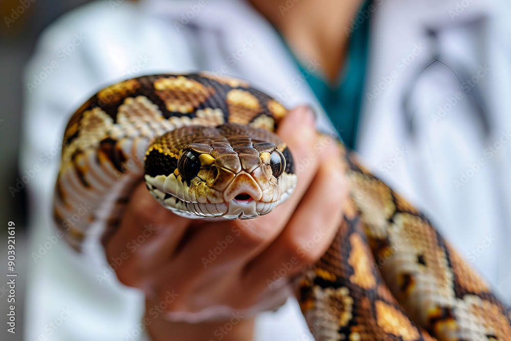 Portrait of a veterinarian holding reptile animal generative AI Portrait of a veterinarian holding reptile animal generative AI