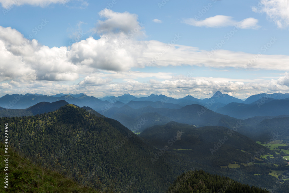 Fototapeta premium Mountain hiking Jochberg, Bavaria, Germany in summertime