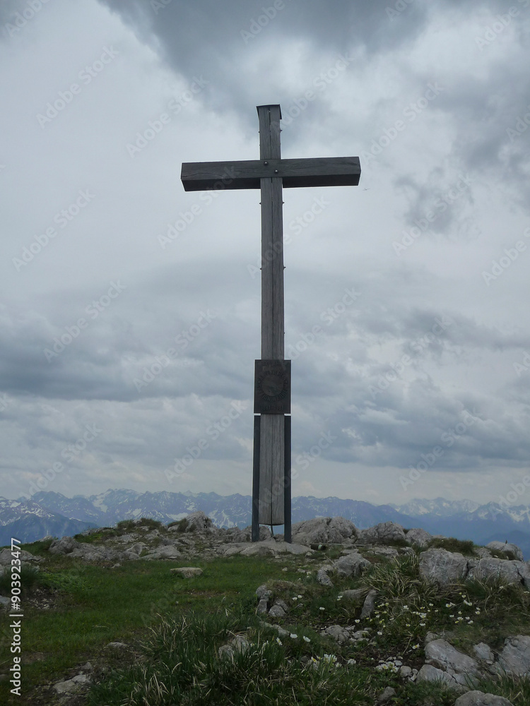 Krottenkopf mountain summit cross, Bavaria, Germany Krottenkopf mountain summit cross, Bavaria, Germany