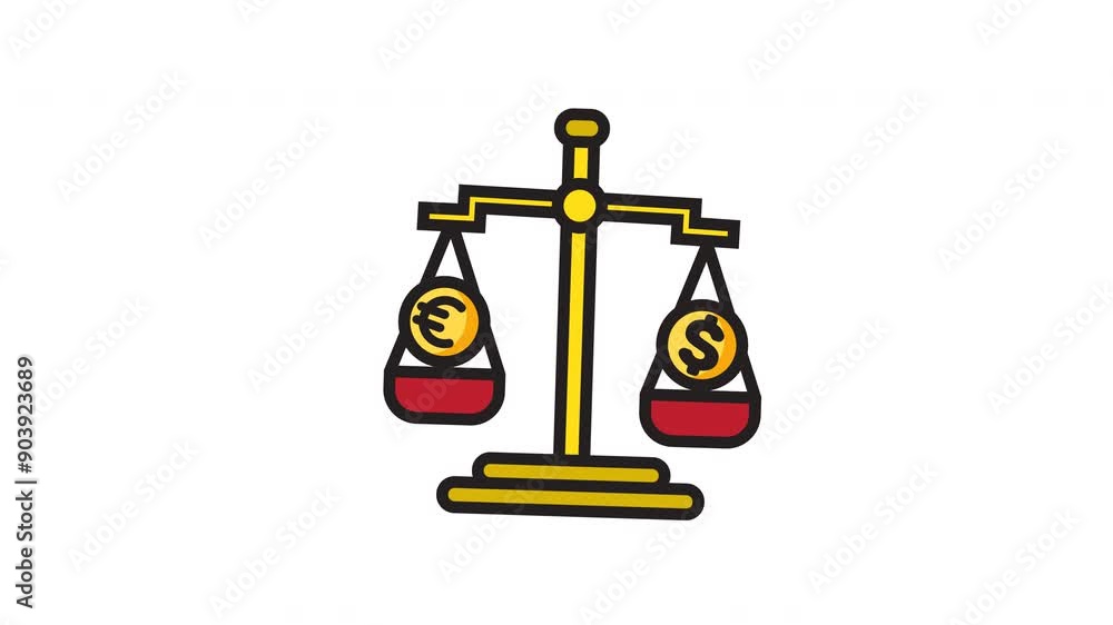Animated finance scale icon . Seamless looping video with alpha channel on transparent background. Outline motion graphic animation Animated finance scale icon . Seamless looping video with alpha channel on transparent background. Outline motion graphic animation