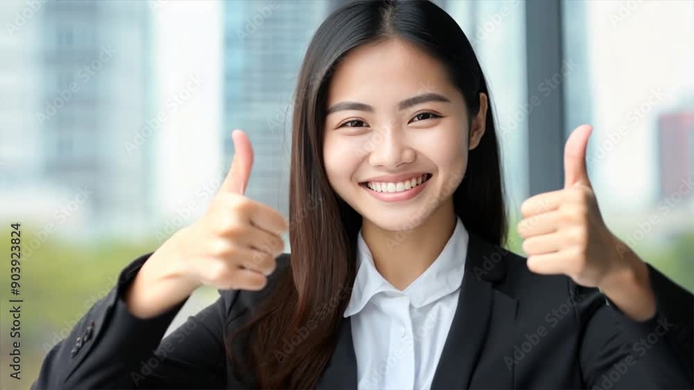 business woman smile happily Shows working efficiently business woman smile happily Shows working efficiently