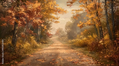 Autumn s beauty on a country road