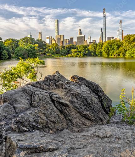 Central Park, New York City at the lake in summer photo