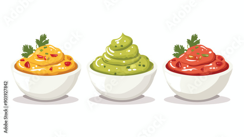 Delicious Tasty Sauce in Plate with Ingredients for Tasty Dishes