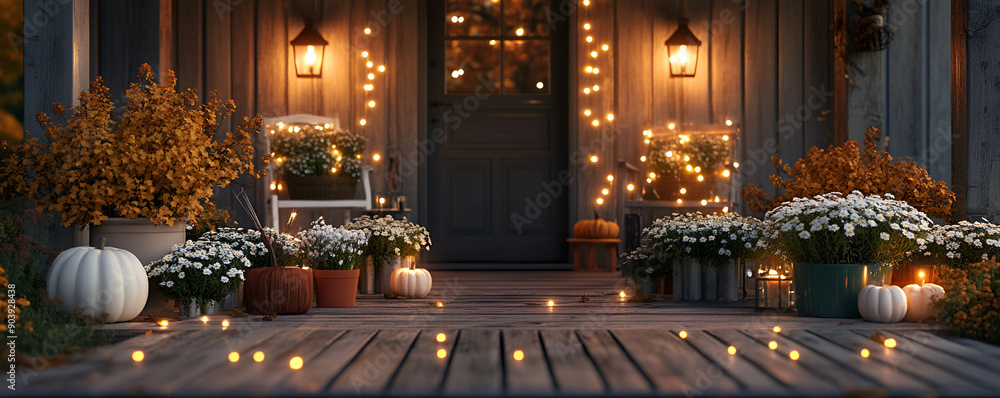 farmhouse porch at sunset in autumn farmhouse porch at sunset in autumn