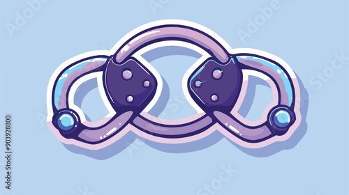 Police Handcuffs Icon Social Media Sticker Protection EPS