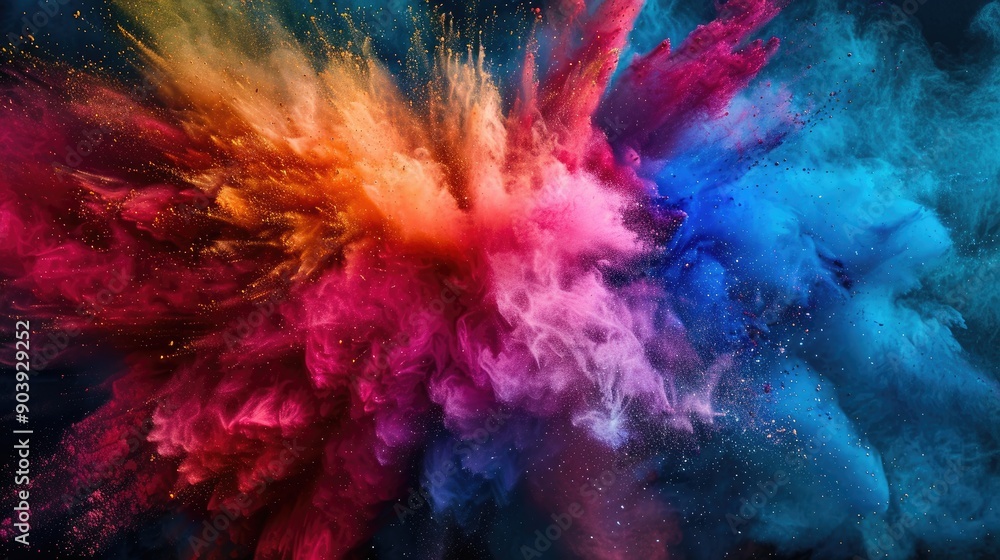 Color powder burst in controlled setting Color powder burst in controlled setting