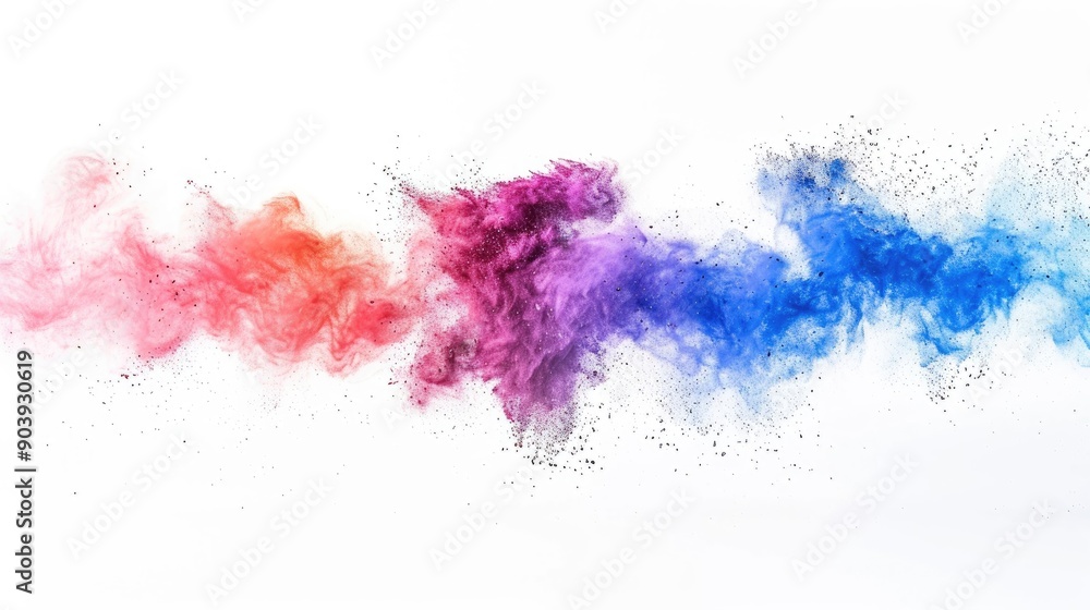 Colorful Powder Freeze Frame on White Background Colorful Powder Freeze Frame on White Background
