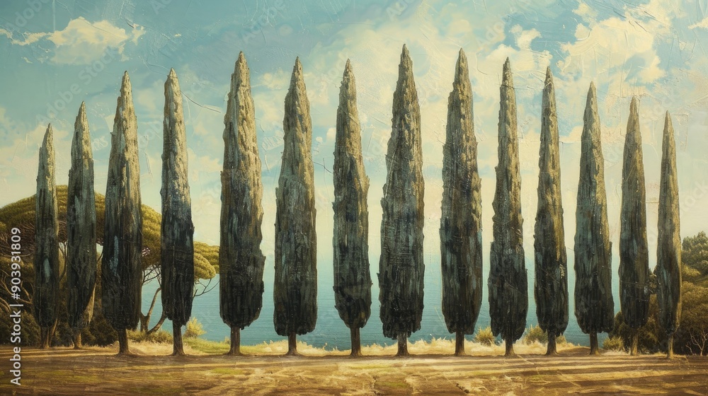 Fototapeta premium Cypress Trees in a Grove Landscape