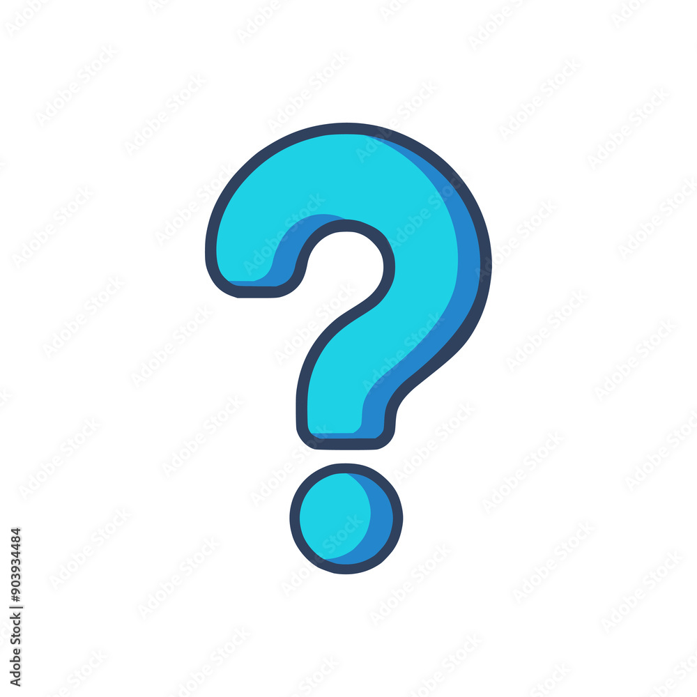 Fototapeta premium blue question mark flat color vector illustration template design