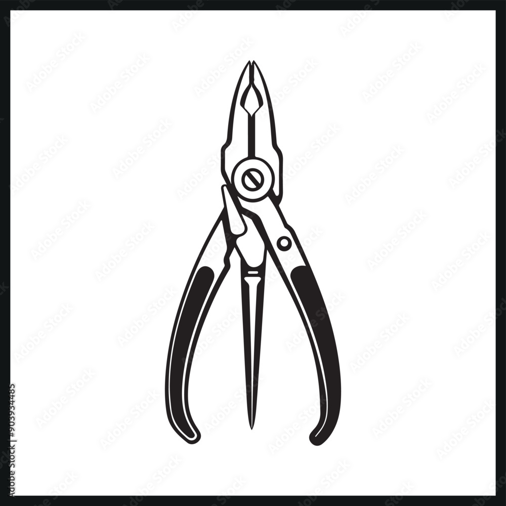 A black silhouette of a Pliers vector minimal illustration A black silhouette of a Pliers vector minimal illustration